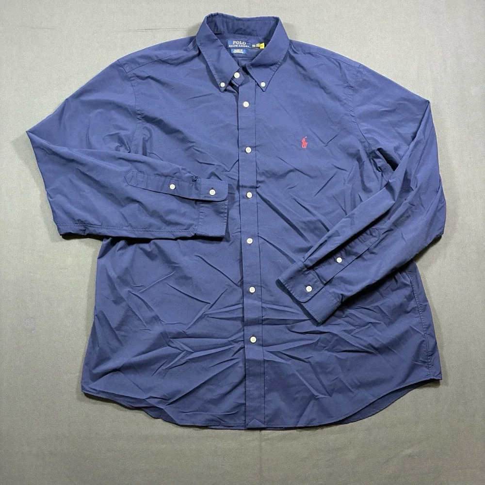 Polo Ralph Lauren Slim Fit Performance Mens 2XL Navy Blue Button Down